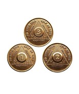 AA Alcoholics Anonymous Medallion Set 30 60 90 Days 1 2 3 Month Bronze Months... - £4.41 GBP