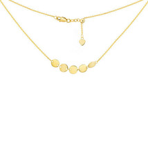 14K Solid Gold 5 Dangle Mini Disc Disk Choker Necklace Adjustable 16&quot; - Yellow - £239.80 GBP