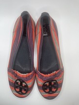 Tory Burch Raymond Striped Canvas Shoes Size 9.5 Logo Red Patent - £23.81 GBP