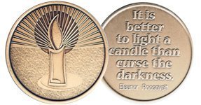 It Is Better to Light a Candle Recovery Inspirational Bronze Aa Coin Alcoholi...