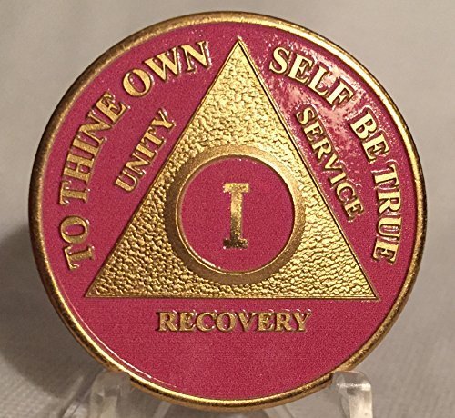 Pink Gold Plated AA Alcoholics Anonymous Anniversary 2 or Two Year Medallion ...