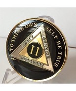2 Year Classic Black AA Alcoholics Anonymous Medallion Sobriety Chip Tri... - £15.97 GBP