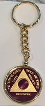 Purple Gold Plated Any Year 1 - 65 AA Medallion In Keychain Removable Sobriet... - $29.99