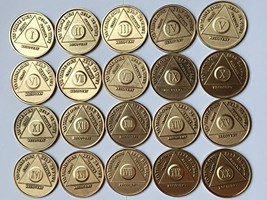 Bulk Lot of 20 AA Alcoholics Anonymous Medallions Chips Years 1 - 20 Bro... - £27.40 GBP