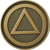 AA Alcoholics Anonymous Circle Triangle Logo Bronze Medallion Sobriety Chip - £2.38 GBP