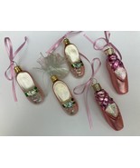 Vintage pink hand blown glass ballet slipper christmas ornaments - $23.05 CAD