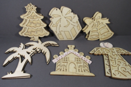 Wooden Craft Ornaments Unfinished Christmas 13 Qty Bonus Pack of Wood Al... - £5.22 GBP