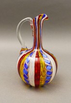 Lavorazione Arte Murano Italy Ribbon Zanfirico Latticino Art Glass Pitcher 6.25&quot; - £199.83 GBP