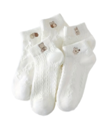 5 Pairs of Low Cut Textured Socks Neutral Embroidered Women&#39;s Stockings ... - £12.99 GBP