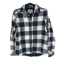 Orvis Womens Flannel Shirt Jacket Shaket 100% Cotton Snap Button Black White S - £15.37 GBP