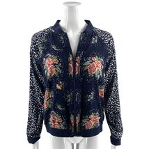 Maurices Womens Lightweight Bomber Jacket Size Large Navy Blue PInk Flor... - $29.70