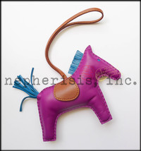 AUTH NWB Hermes Grigri Rodeo Horse GM Large Leather Bag Charm PURPLE ANE... - $1,600.00