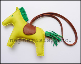 AUTH NWB Hermes Grigri Rodeo Horse MM Medium Leather Bag Charm LIME/FAUV... - $1,500.00