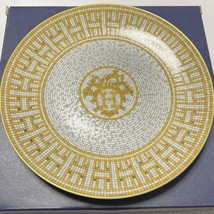 Hermes Mosaique au 24 Cake Plate 22 CM Gold Porcelain Dinner 22.2cm - £296.17 GBP