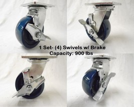 5&quot; x 2&quot; Swivel Caster w/ Brake Solid Polyurethane Elastomer Wheel Tool B... - £58.82 GBP