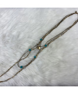 Lucky Brand Necklace Multi Strand Silver Turquoise Circle Pendant  - £15.92 GBP