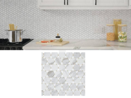 Mohawk Home 1-½” Hexagon Matte Marble Visual Mosaic 12-Tiles, Brilliant White - £58.49 GBP