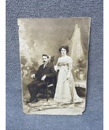 Antique Couple Studio Portrait Sunday Best Photograph Photo Ephemera KG - $9.89