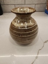 Small Hand Crafted Studio Art Pottery Vase Tan Beige Brown 4 And 3/4 Inc... - $17.00