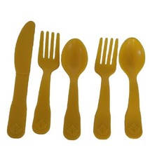 80&#39;s Fisher Price Yellow 2  Spoons 2 Fork  1  knife Replacement-Fun with Food - £9.31 GBP