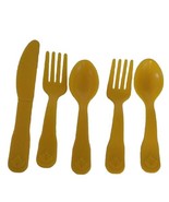 80&#39;s Fisher Price Yellow 2  Spoons 2 Fork  1  knife Replacement-Fun with... - £9.34 GBP