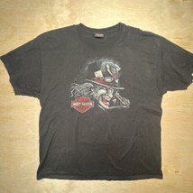 Harley Davidson Denton County mad Hatter Vtg T shirt Men&#39;s XL Black Front Pocket - £18.99 GBP