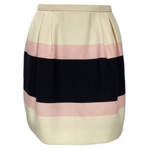 Valentino Pleated Striped Crepe Mini Skirt In Wool Women Cream Size 42 - £152.04 GBP