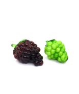 Set of 2 Murano Style Glass Grape Bunches Purple &amp; Green - $373.28 MXN