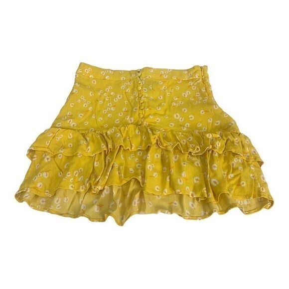 Forever 21 Yellow Ruffled Mini Skirt With White Dotted Pattern Size Small - $18.50