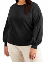 Full Circle Trends Trendy Plus Size Puff Sleeve Sweatshirt Juniors,1X,Black - £38.15 GBP