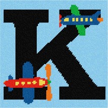 Pepita Needlepoint Canvas: Letter K Airplane, 7&quot; x 7&quot; - £40.18 GBP+