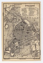 1904 Antique City Map Of Stralsund Mecklenburg Vorpommern Pomerania / Germany - £16.85 GBP