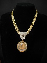 DEco Rhinestone Cleopatra Locket bookchain necklace with jeweled snake  - £219.82 GBP