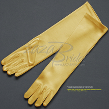 Shiny Stretch Long Satin Dress Gloves For Girl - One Size 4-7 Yrs (6BL) - £11.18 GBP