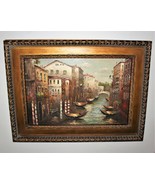Venice Italy Canal Scene Framed 48&quot; x 36&quot; Original Oil on Canvas Signed ... - £664.56 GBP