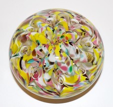 1983 MAUDE AND BOB ST CLAIR ART GLASS PINK YELLOW WHITE BUBBLES 4&quot; PAPER... - £97.48 GBP