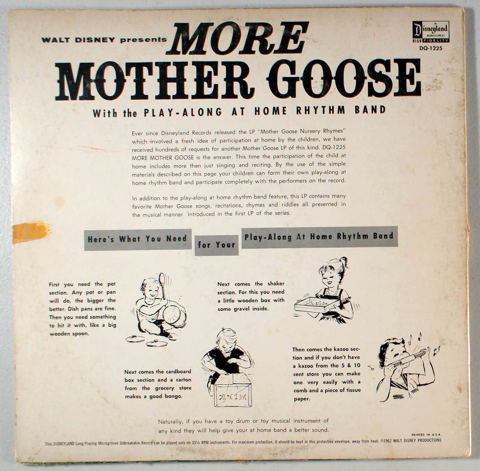 Disney - More Mother Goose (1962) Vinyl LP • Yankee Doodle, Camarata Item image 4