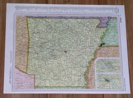 1958 Original Vintage Map Of Arkansas Little Rock / Verso Arizona New Mexico - £15.31 GBP