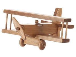 12½&quot; AIRPLANE - Bi Plane w/ Pilot Working Propeller &amp; Wheels Amish Handm... - $1,327.77 MXN