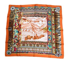Hermes Scarf La Femme aux Semelles de Vent 90 cm silk orange Carre wind 35&quot; - £544.47 GBP