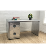 Aluminium Aviator Desk 2-Drawer Industrial Home &amp; Office - $2,661.48 CAD