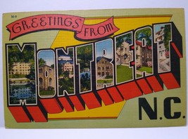 Greetings From Montreat North Carolina Large Big Letter Linen Postcard U... - $8.10