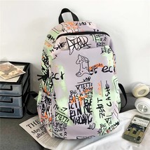 Women Bag Student Harajuku Ox Schoolbag College Student Backpack Letter Graffiti - £152.57 GBP
