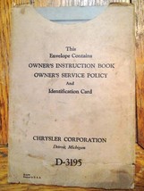 1935 Plymouth Owner&#39;s Instruction Book, 2nd edition, code PJ, w/Envelope... - £19.57 GBP