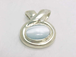 GRAY CAT&#39;S EYE Pendant in Sterling Silver - 1 inch long - signed ESPO SIG - £33.73 GBP