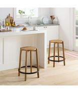 2-Pack Modern Wood Backless Indoor Counter Stool with Black Footring, 24&quot;H - $1,664.59 MXN