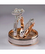 Charm Couple Rings Men Stainless Steel Rhinestones Zircon Women Wedding ... - $501.23 MXN+