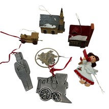 Vintage Christmas Ornaments lot of 7 Wilton Columbia Pewter house angel - £11.55 GBP