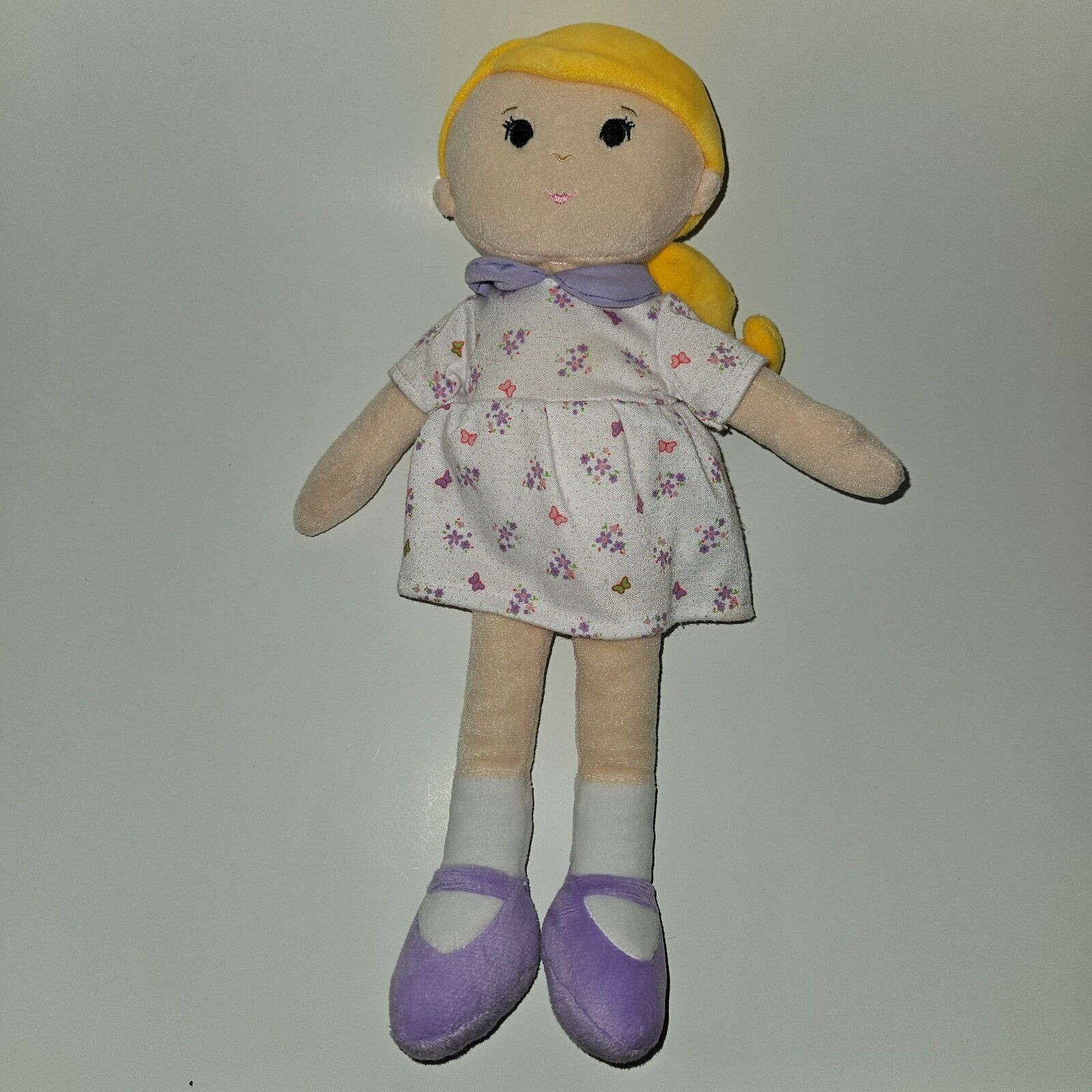 Toys R Us Blond Doll Plush Lovey 13" You & Me Baby Toy Purple Floral Dress 2017 - $39.55