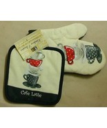 2-pc Kitchen Set Pot Holders Oven Mitt Cafe Latte Cup and Saucer - $93.86 MXN